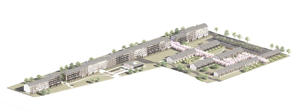 Aksonometri af ny helhedsplan for Blokland