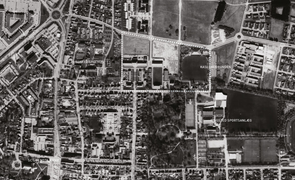 Luftfoto over Kasernegrunden og den nære kontekst